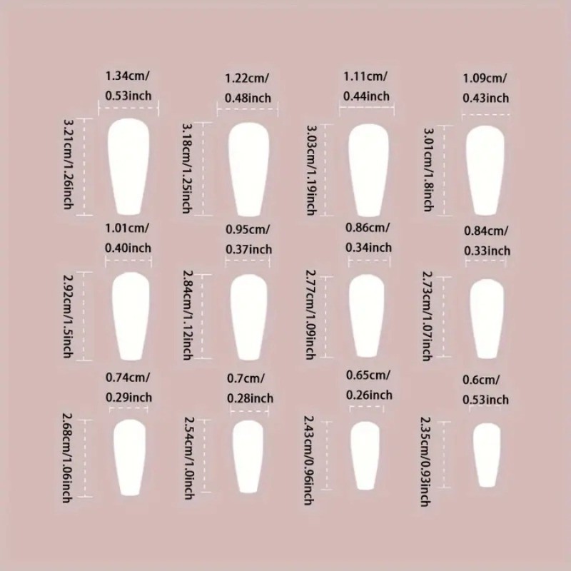 48PCS Bare White Ballet Gradient Red Heart Reusable Nail Art