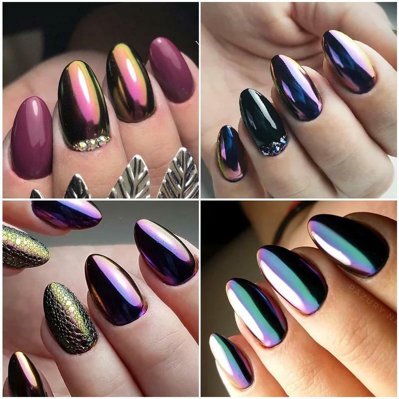 CHAMELEON MIRROR POWDER 12 COLOURS MERMAID CHROME RAINBOW AURORA EFFECT NAILS