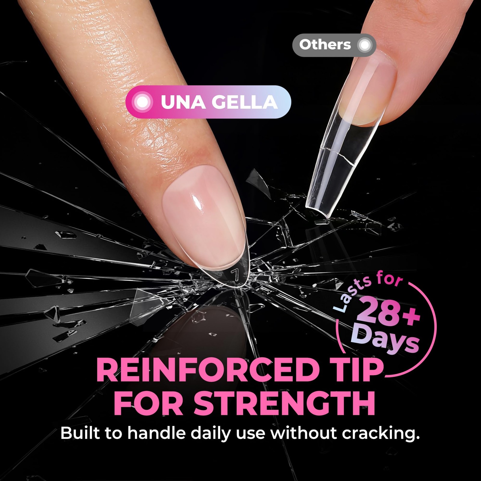 UNA GELLA Short Almond Nail Tips, 510Pcs 15 Sizes Pre-Etched 15 sizes, clear