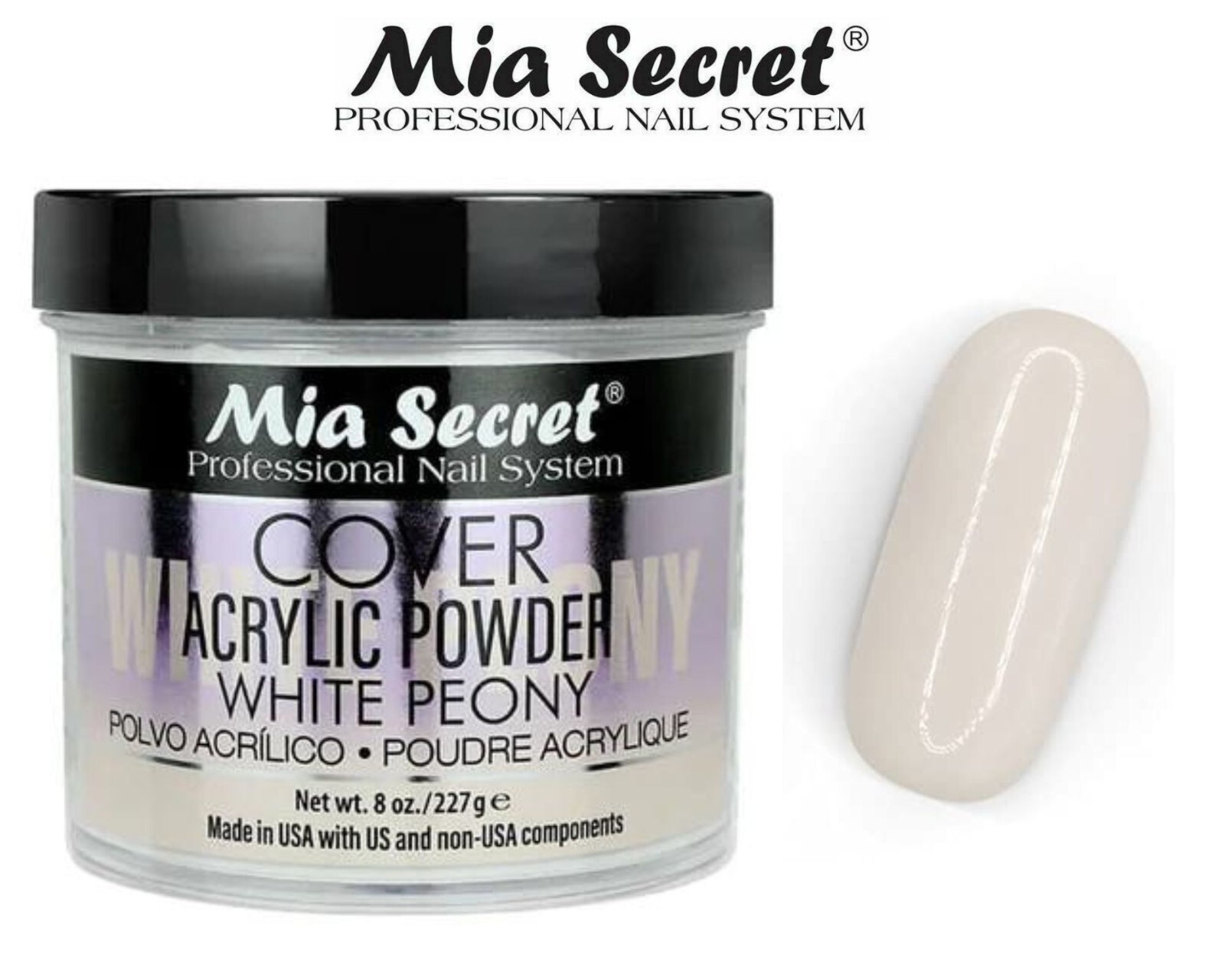 Mia Secret Acrylic Powder COVER WHITE PEONY Professional Nail System Acrylic 8oz