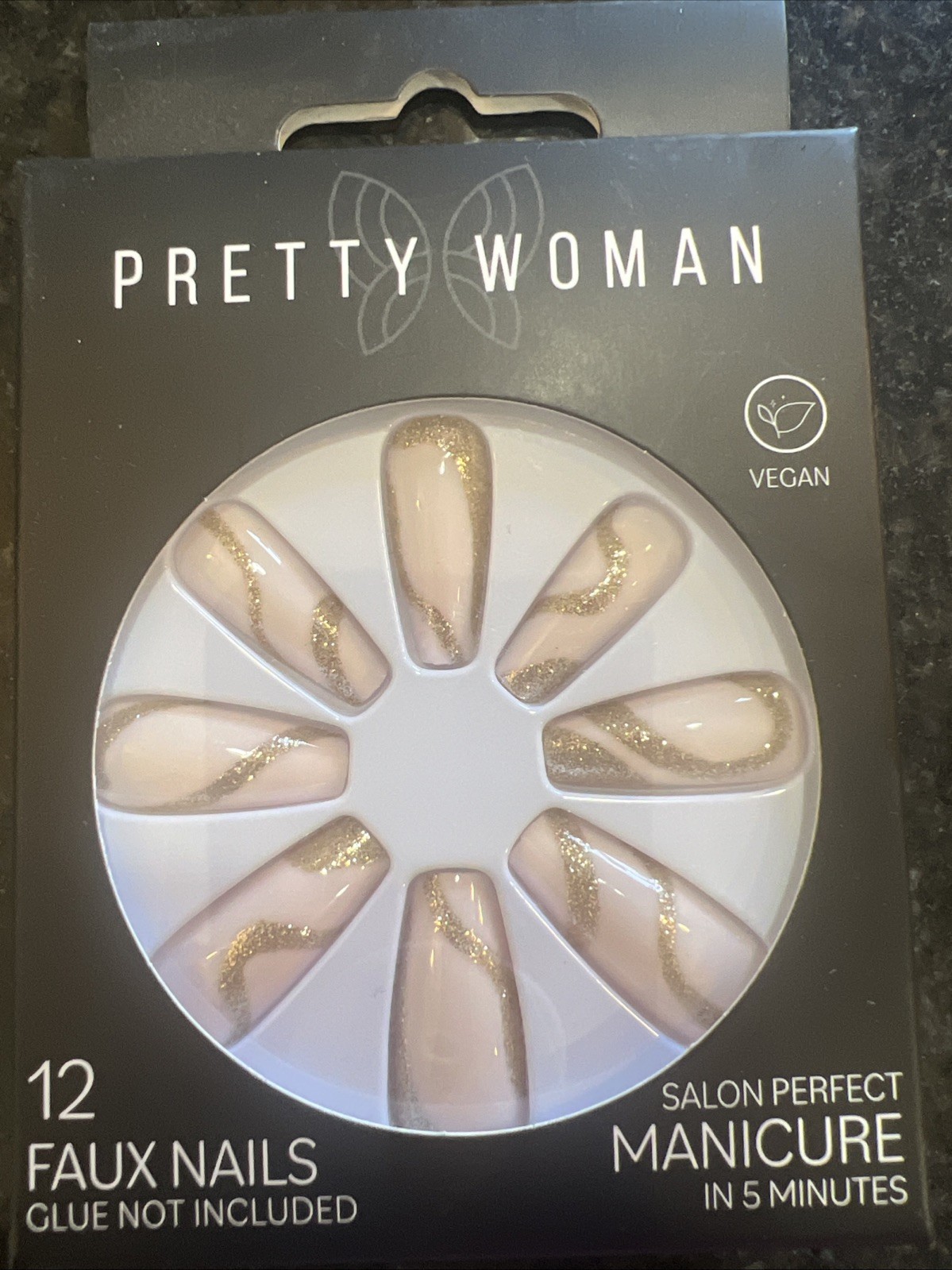 Pretty Woman Faux Nails Pink Floral 12pc Vegan New Sealed