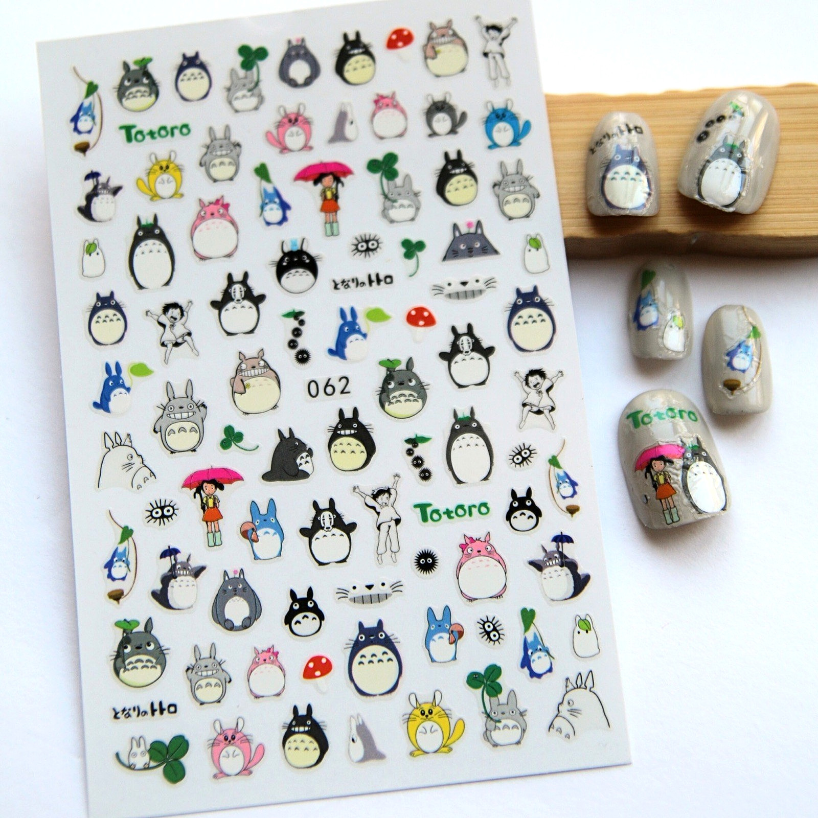 Totoro Ghibli Flat Nail Stickers Anime Nail Supplies Set of +40 Stickers