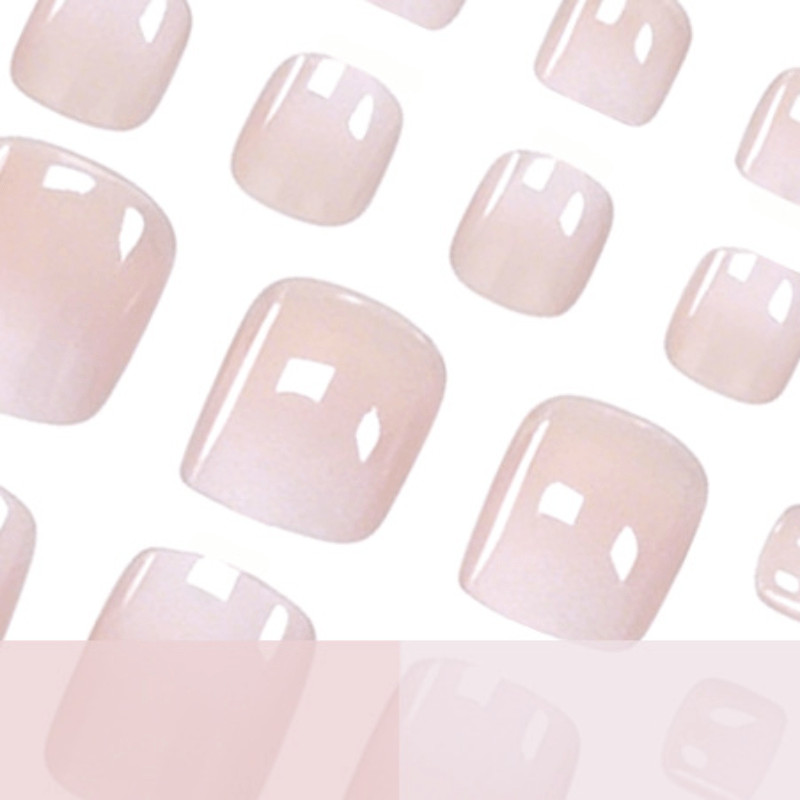 48 Pcs Nude Gradient Short Square Toe Press on Nails, Soft Vacation Fake Nails