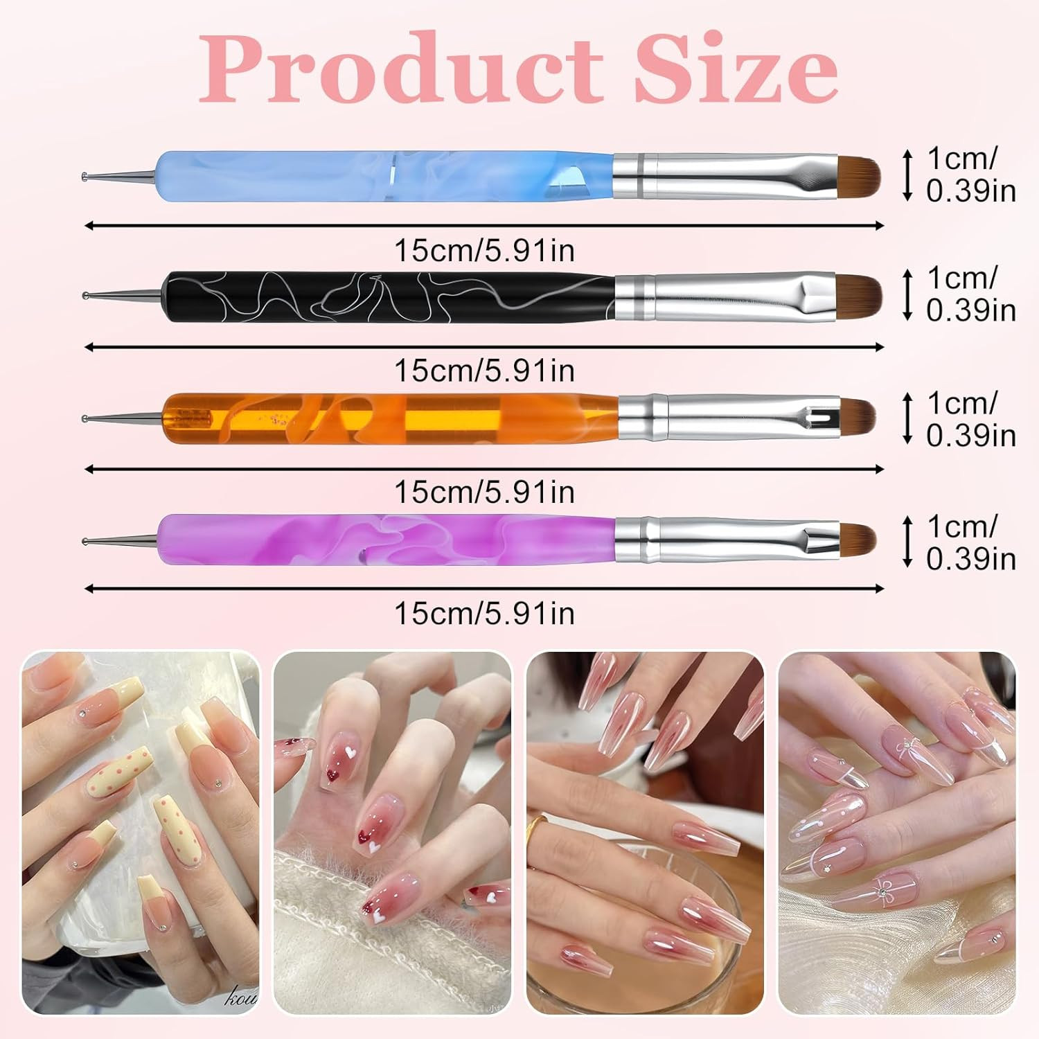 French Tip Brush Nail Art Tools Set for Professional Manicure and Detailing