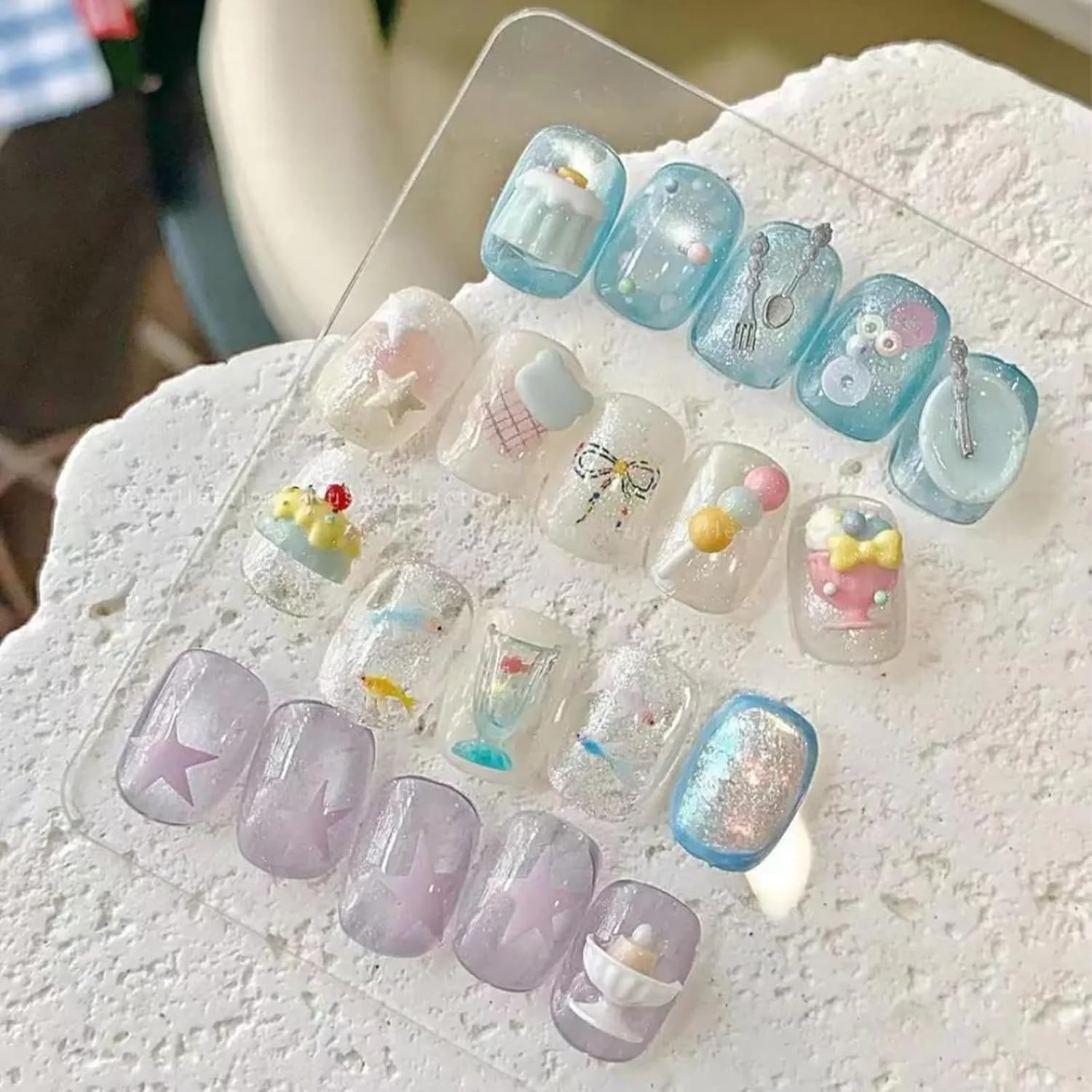 2Pcs 3D Nail Art Silicone Molds, Cute Food Dessert Charms, Kawaii Ice Cream