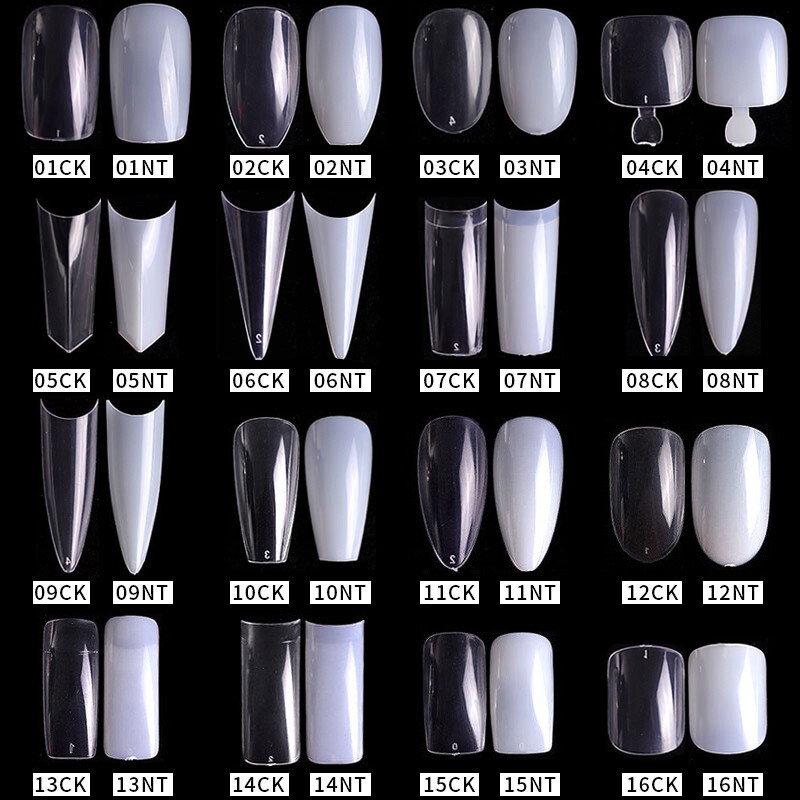 500Pcs French Acrylic False Nail Tips Coffin Stiletto Almond Nails Natural Clear