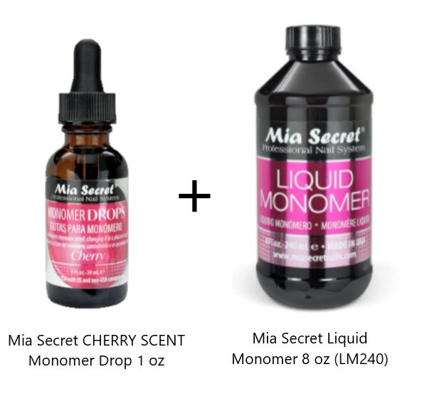NEW!!! Mia Secret CHERRY SCENT Monomer Drop 1 oz + 8 oz Monomer