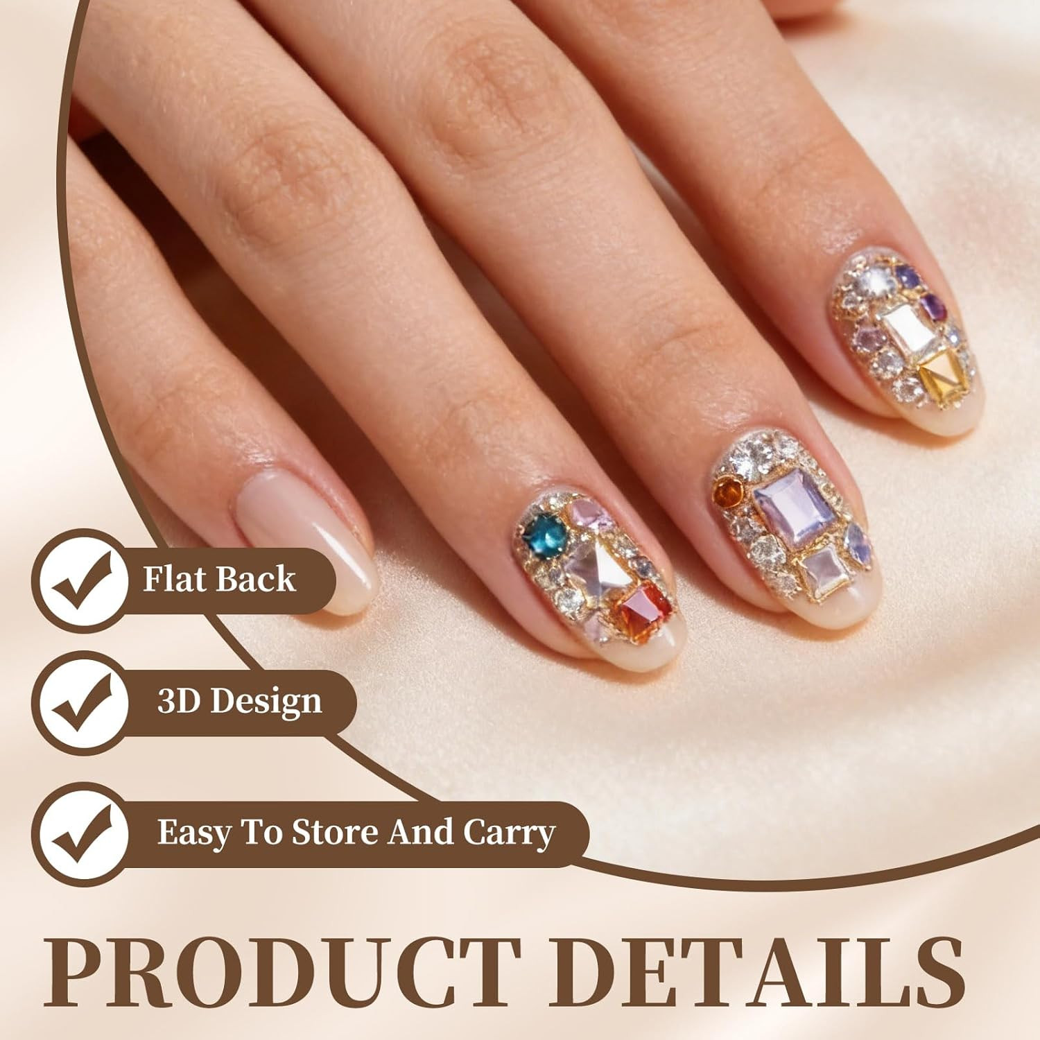 50Pcs Shiny Zircon Rhinestones 2-4Mm Multi-Shape Mini Nail Art Diamonds Crystal