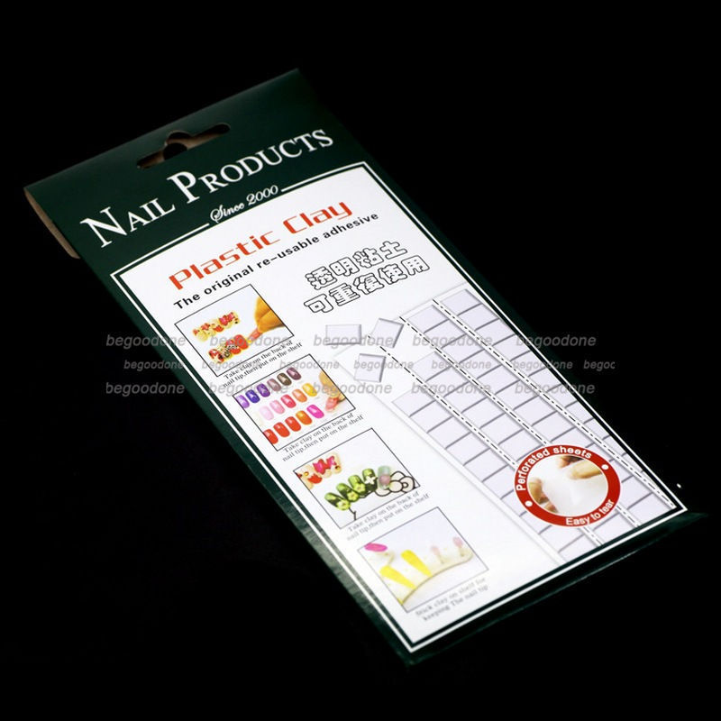 Reusable Adhesive Clay White Tack Strip Squares Plastic DIY Nail Tips Sticky