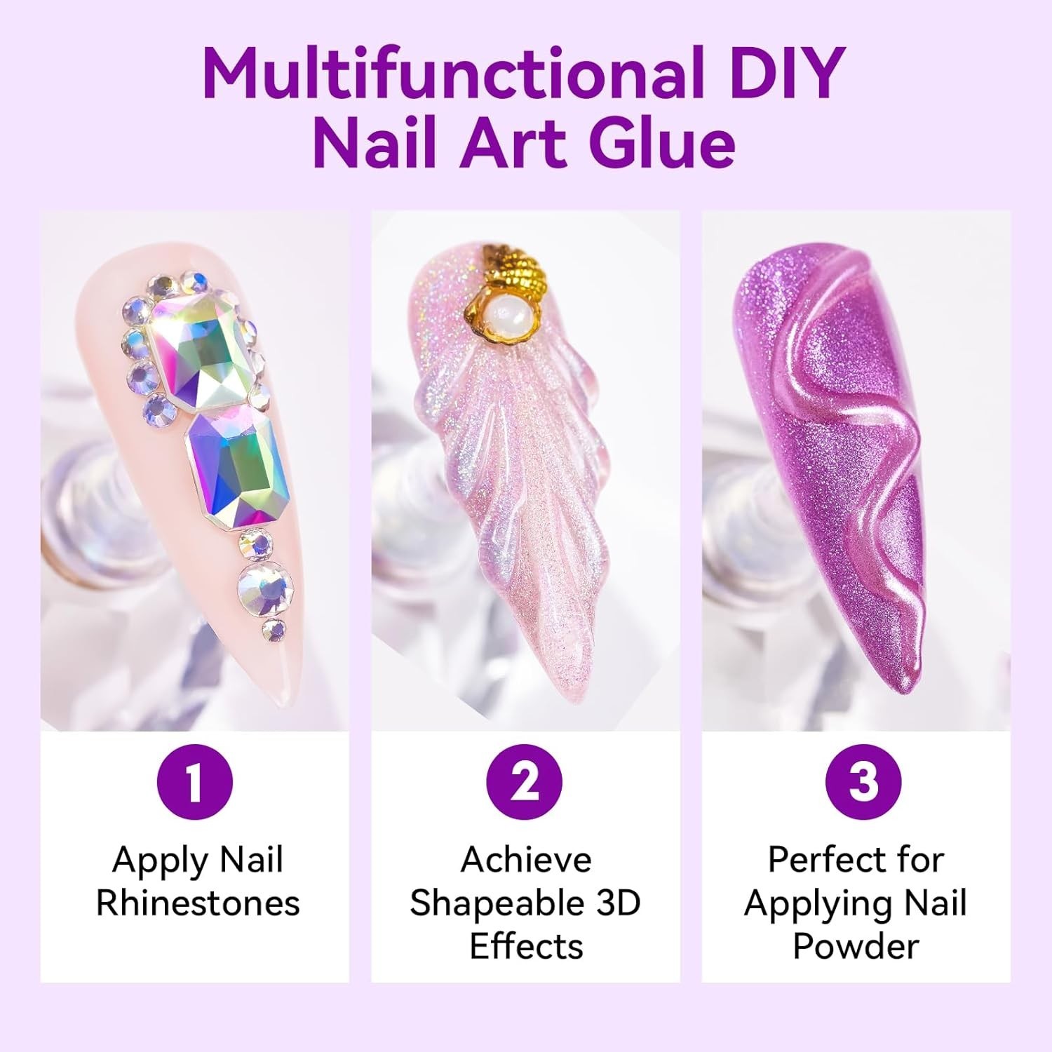 Rhinestone Glue for Nails 12PCS 30ML Super Strong Gel Adhesive for Nail Art a…