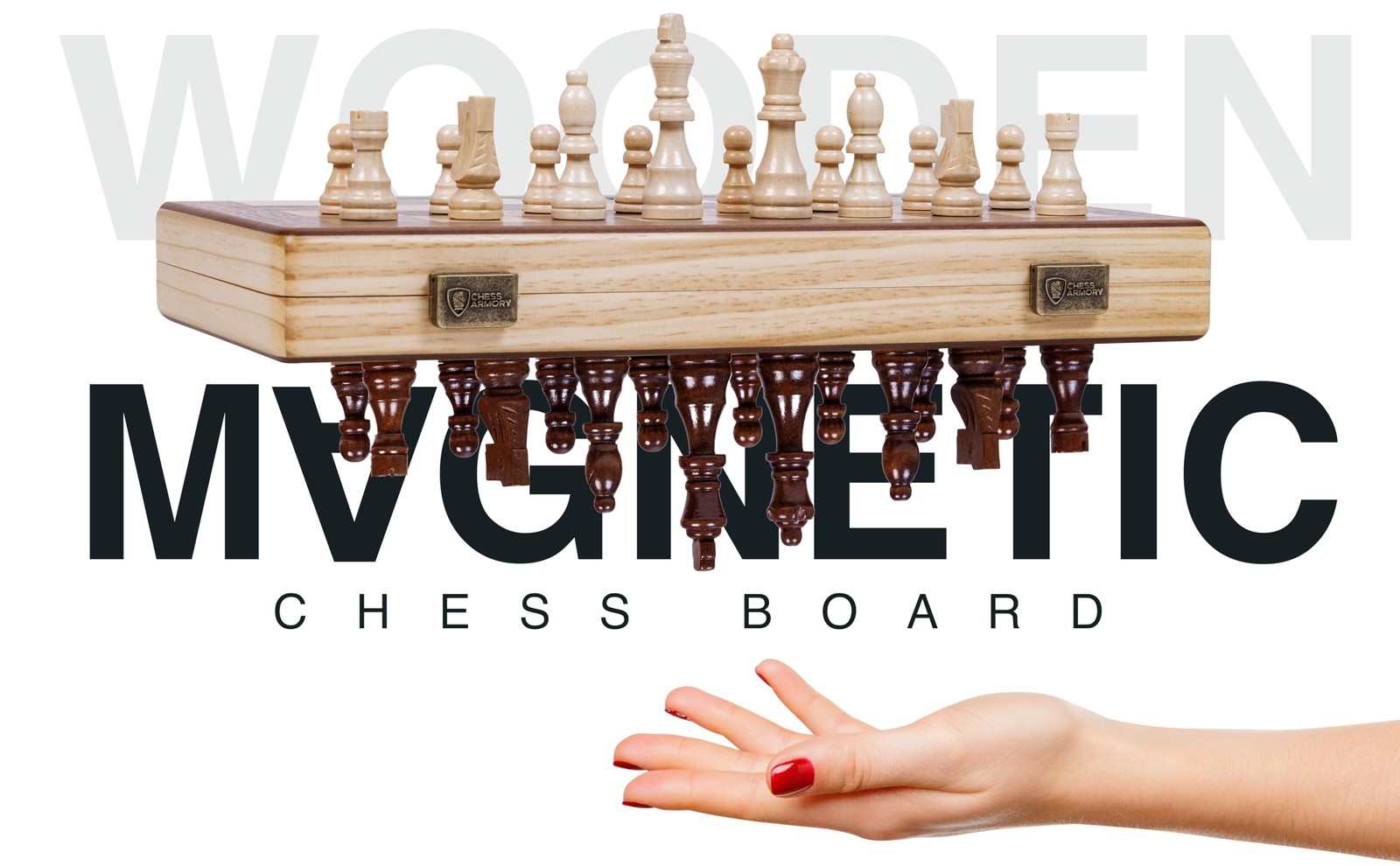 15 Inch Magnetic Wooden Chess Set for Adults & 15 inches x 15 inches, Beige