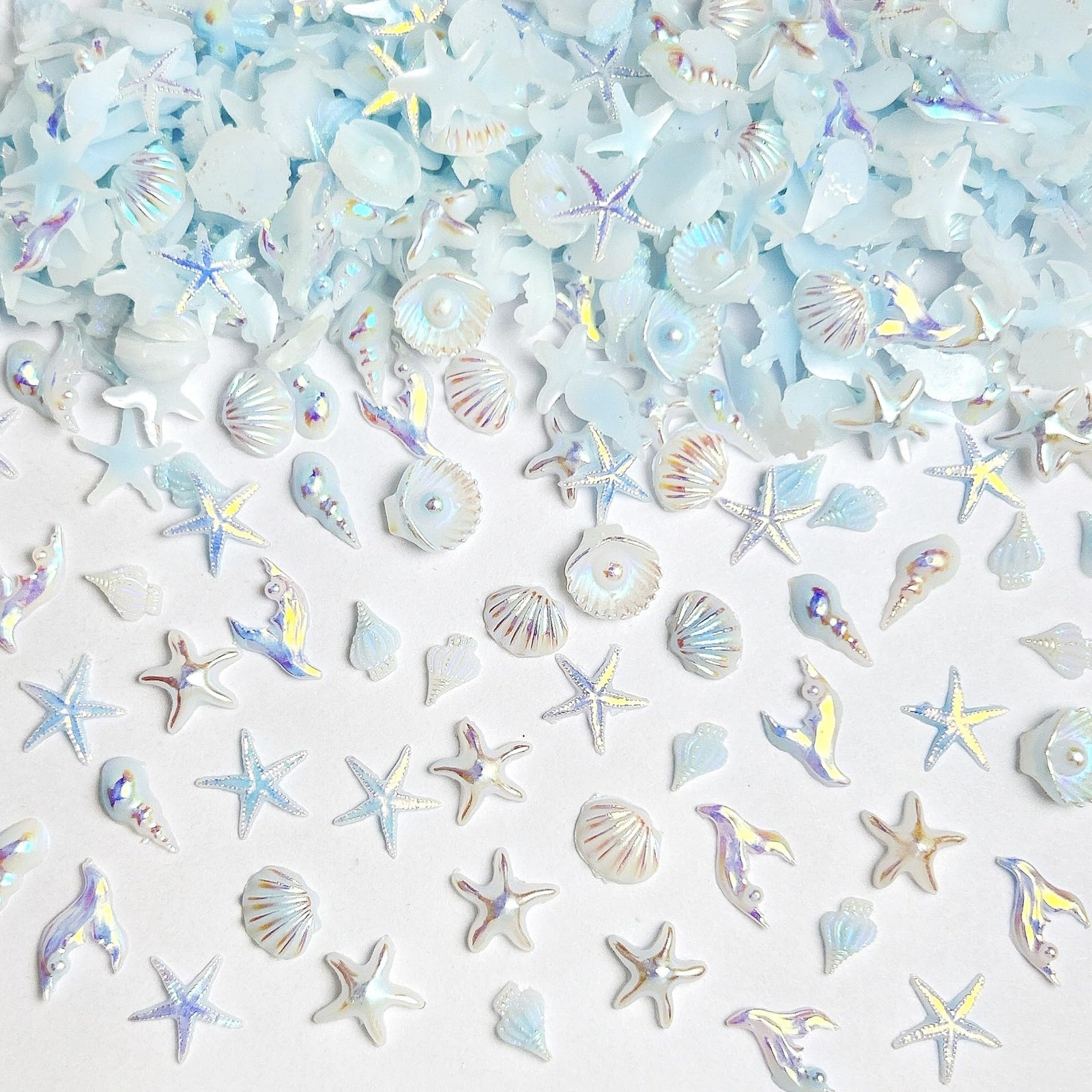 200Pcs Summer Beach Nail Charms Summer Ocean Nail Rhinestones Sea Shell Starf…
