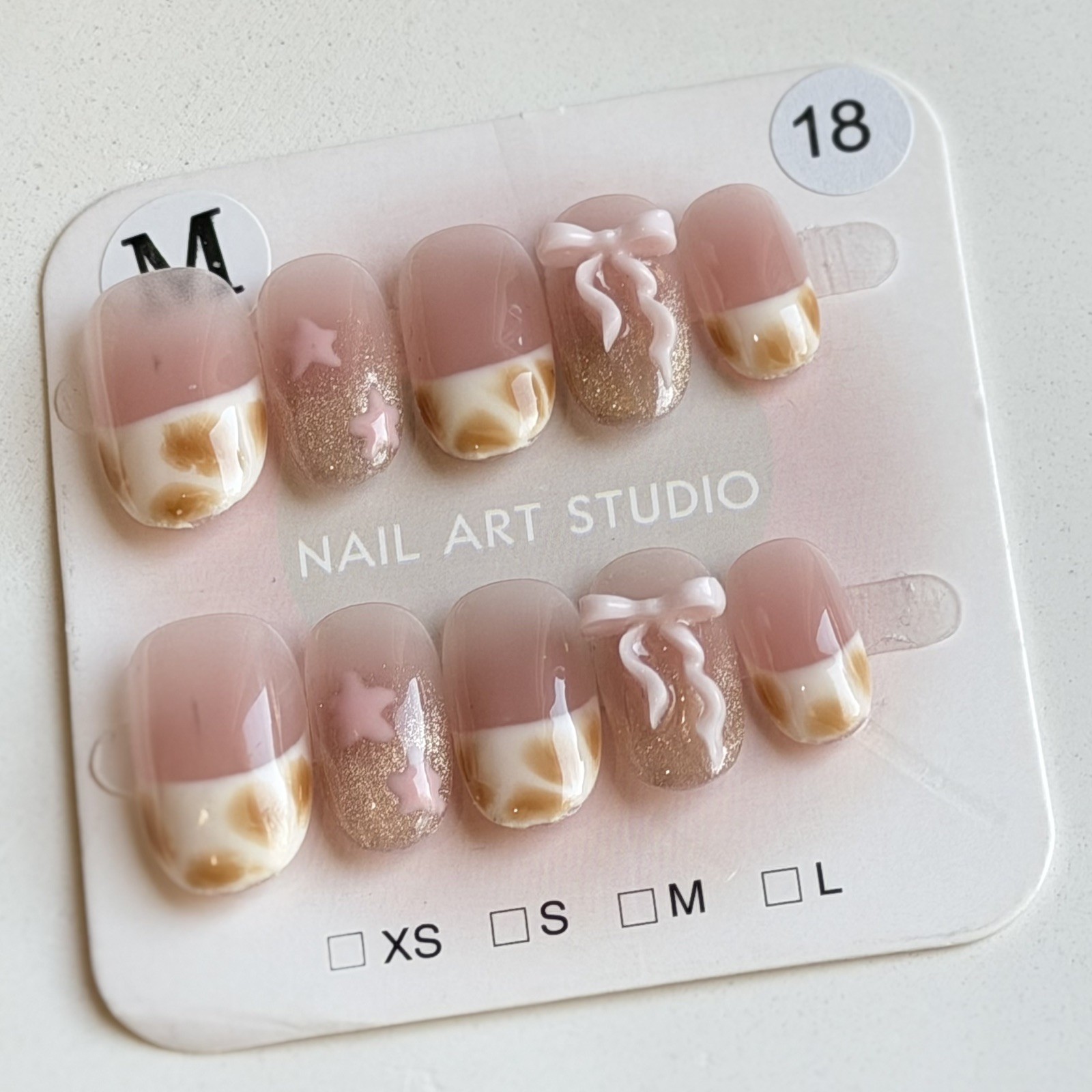 Unique Handmade Press-On Nails Size M | One of a Kind Set, Reusable 18
