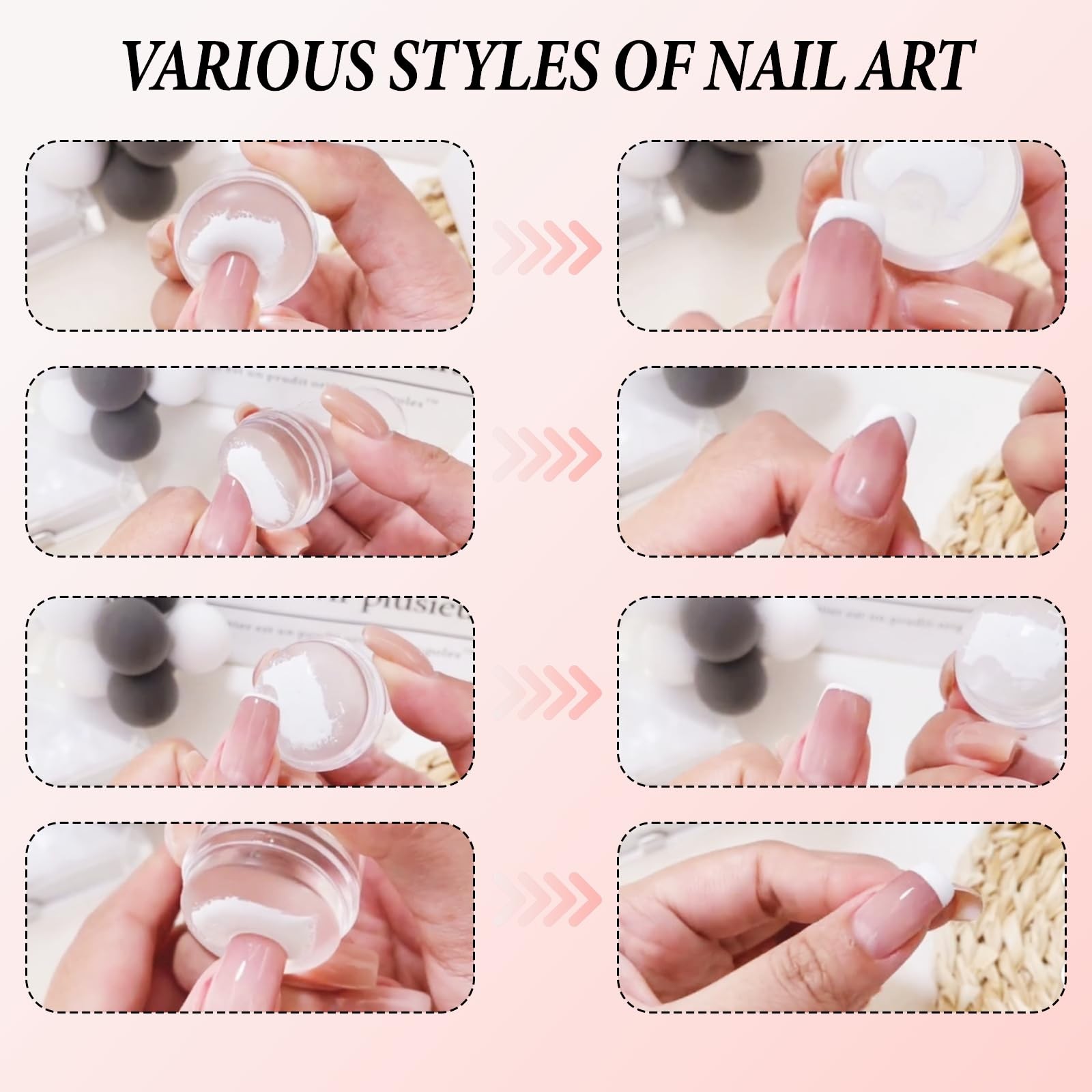 French Tip Tool Nail Stamper,Silicone Nail Design Tools with Scraper