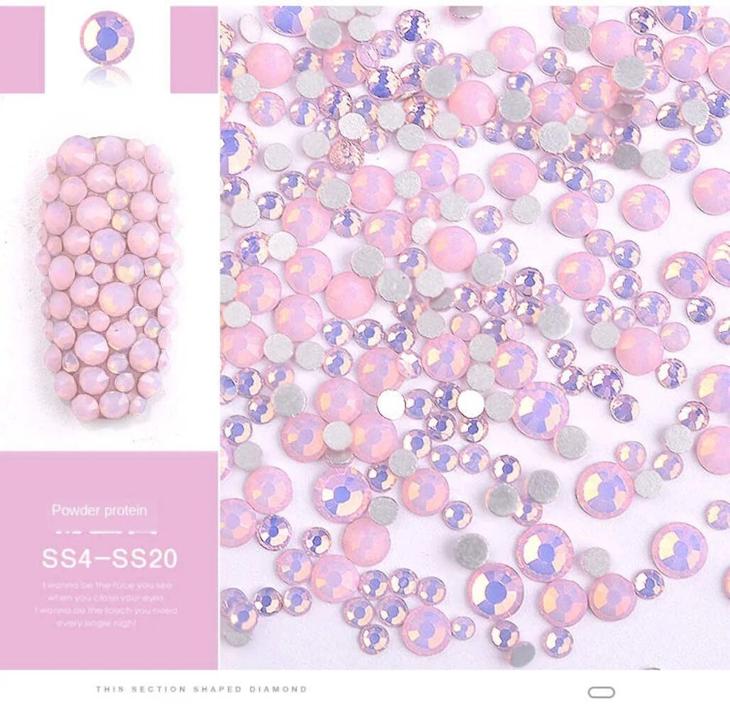 Shiny SS4-SS20 Mixed Size Opal Stones Nail Art Decorations Glass Flat Back Rhine