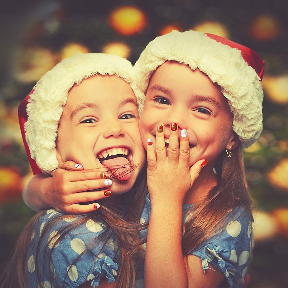 Kids Fake Nails Christmas Gifts DIY Nail Art Decoration Christmas False Nails