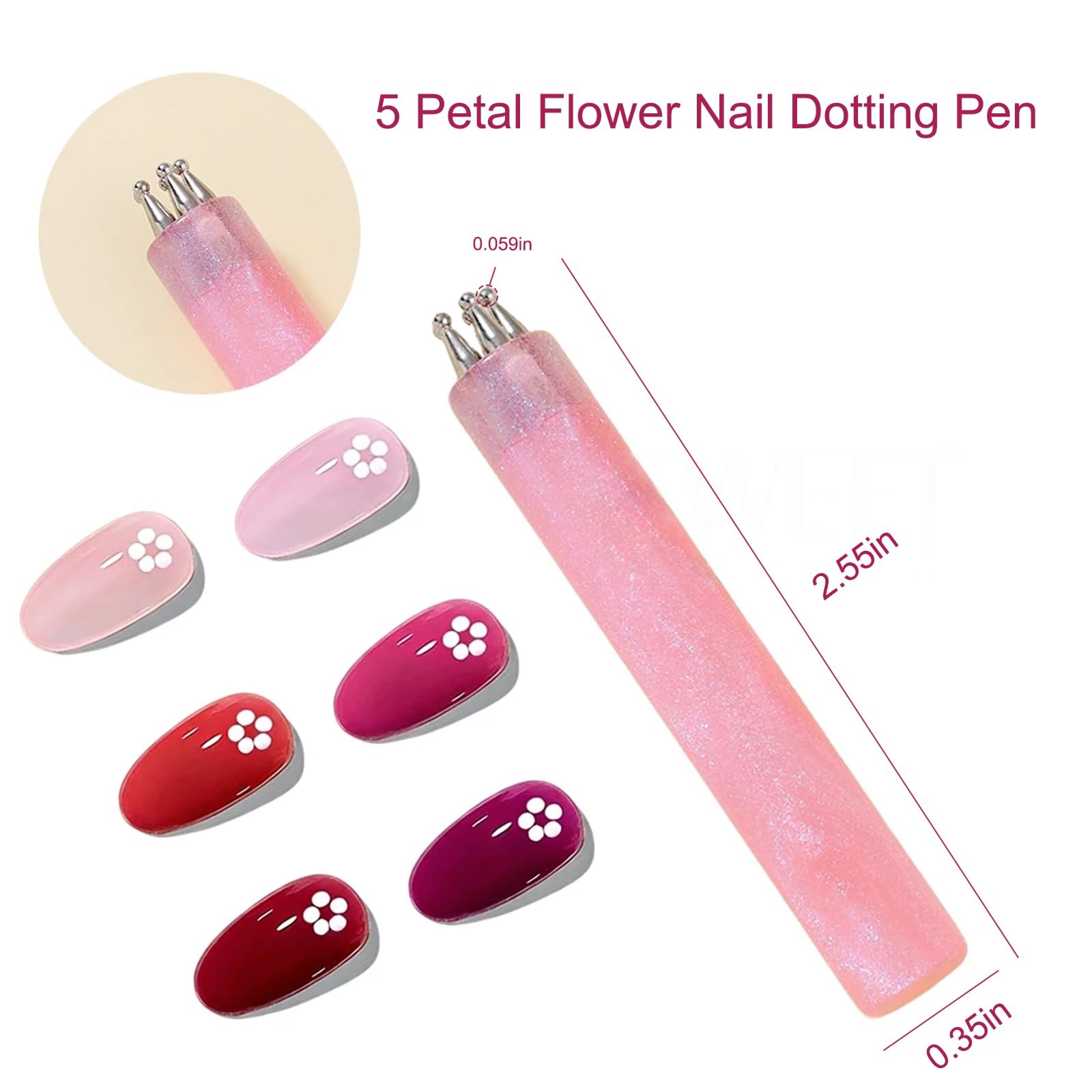 5 Petal Flower Nail Dotting Pen Set – 4PCS Flower Dotting Tools Nail Art, Nai…
