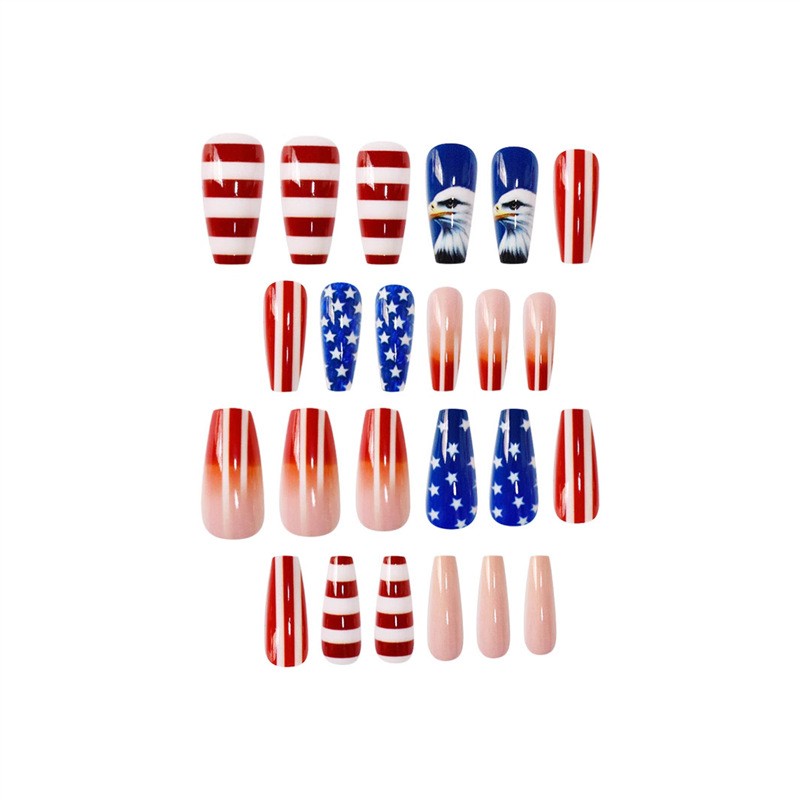 Patriotic Eagle Star Stripes Press On Nails Ballet Shape Cool Cute