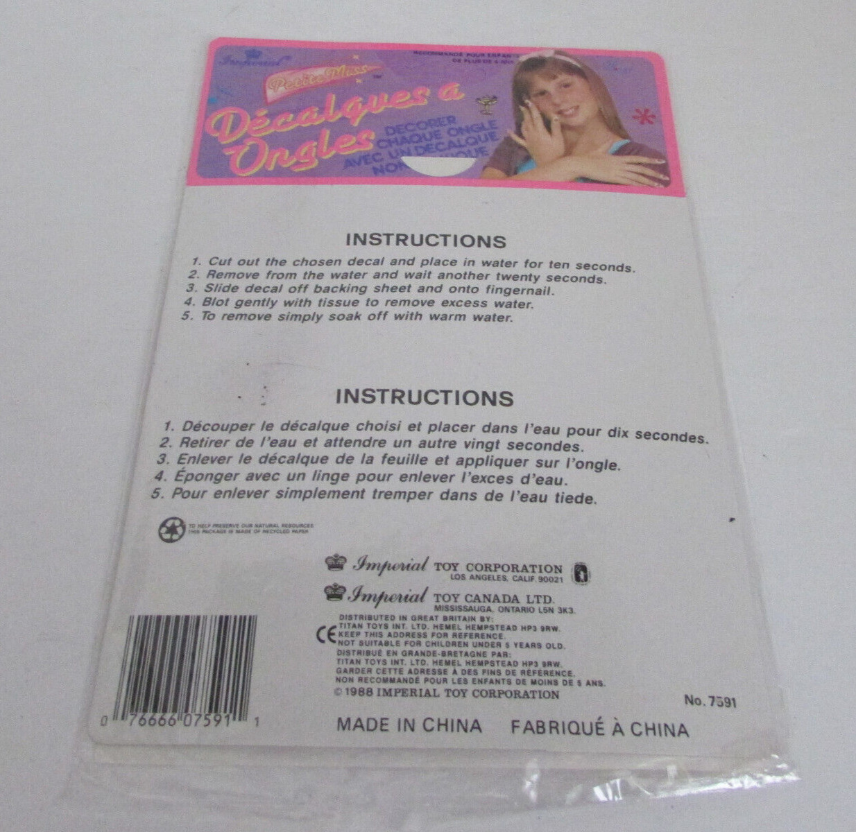 VINTAGE 1988 Imperial Petite Miss Fingernail Decals Nail Stickers NOS NIP