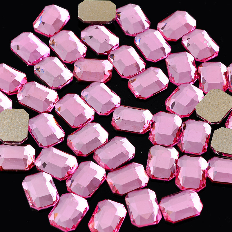 20pcs 6x8mm Nail Art Shaped Rectangular Flat Bottom Glass Rhinestone
