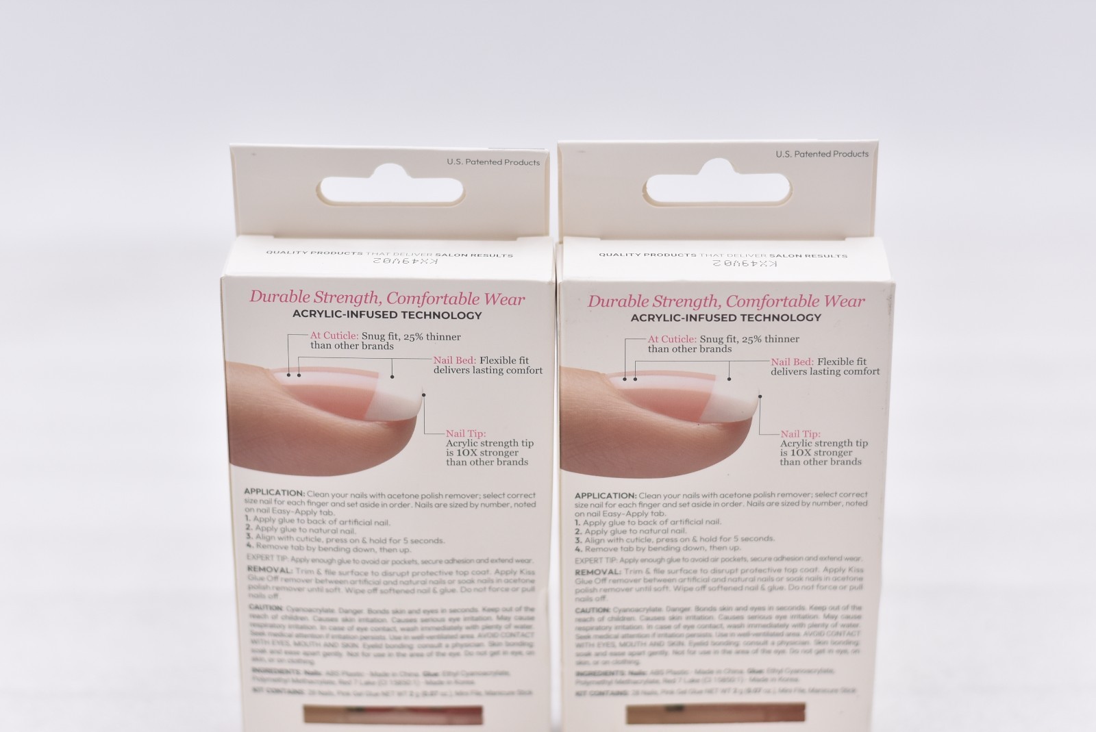 Lot of 2 Kiss Salon Acrylic French KSA11 Real Short Nails – 28 Nails