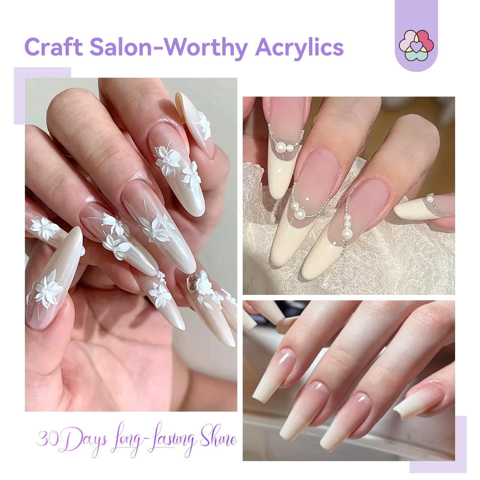 Acrylic Nail Liquid Kit – 16oz Low Odor Monomer, 3 Brushes & Dappen Dish for DIY