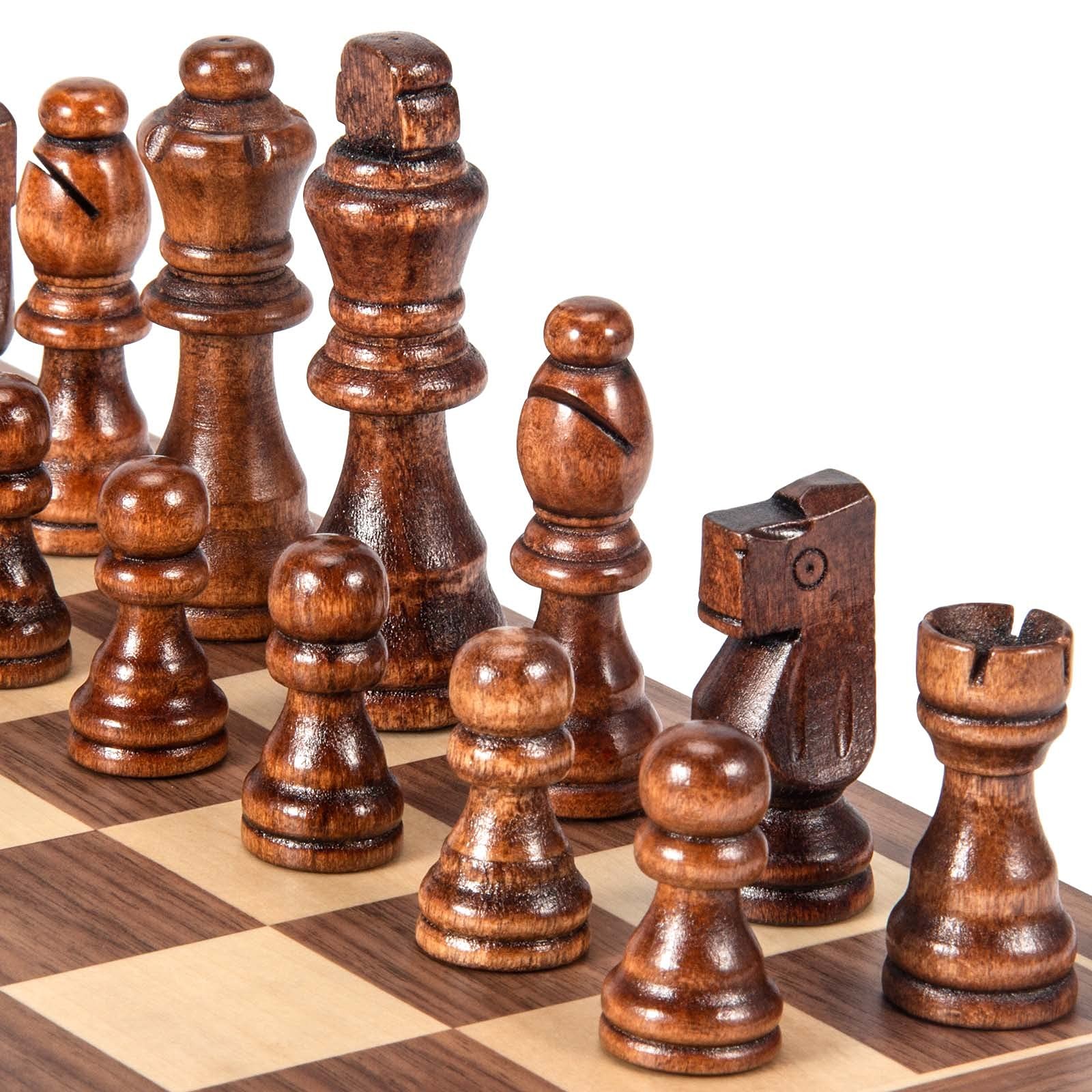 AMEROUS Wooden Chess Pieces Only, 32 Pieses / 3.05″ Medium, Bronze