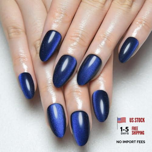 Dark Blue Press on Nails 30 Ounce (Pack of 1) – Short Almond-09 Royal Blue