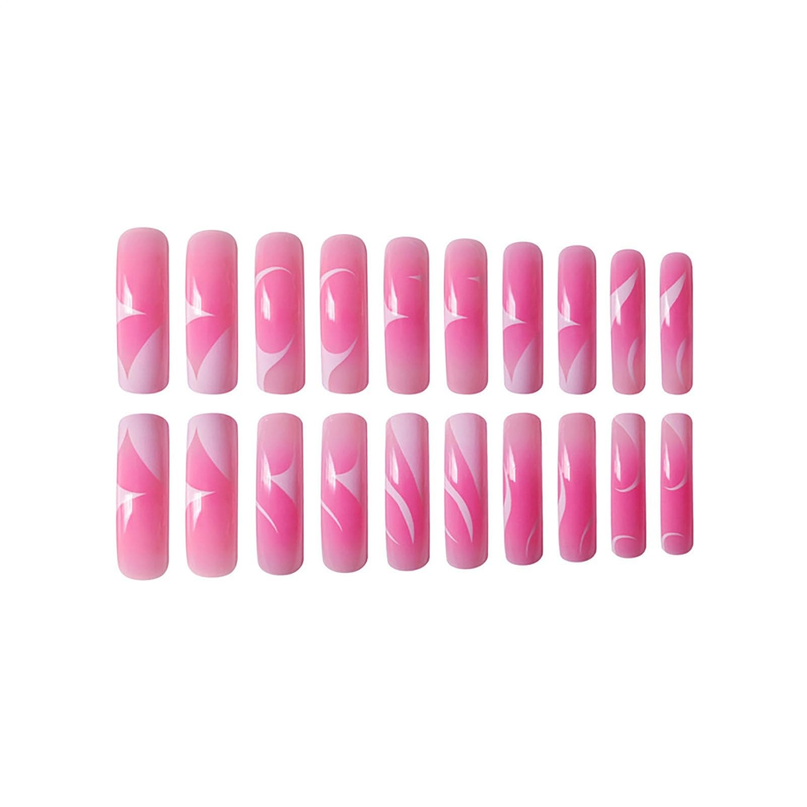 RUOKEXIN Long Press on Nails Pink Ombre General,20, Curved Style-C8C26