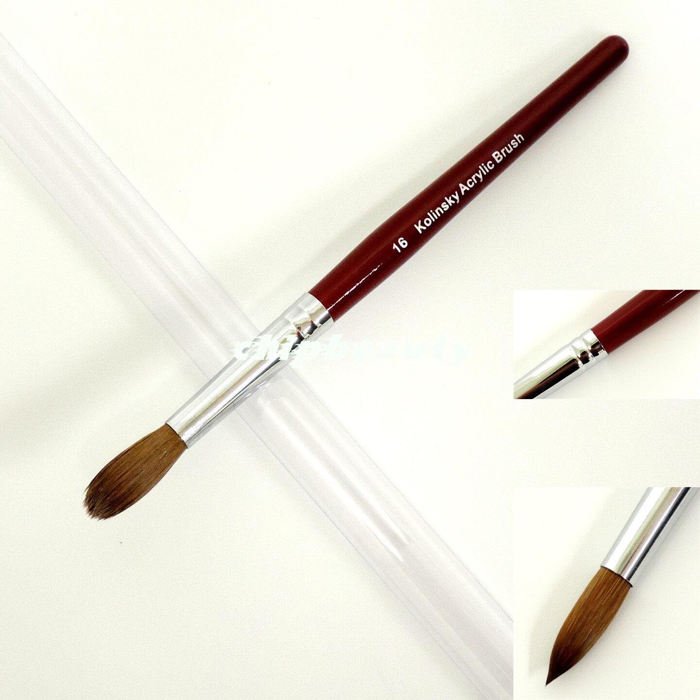 Kolinsky Acrylic Nail Brushes 100% Nail Art Brush Kolinsky Wood Handle #16
