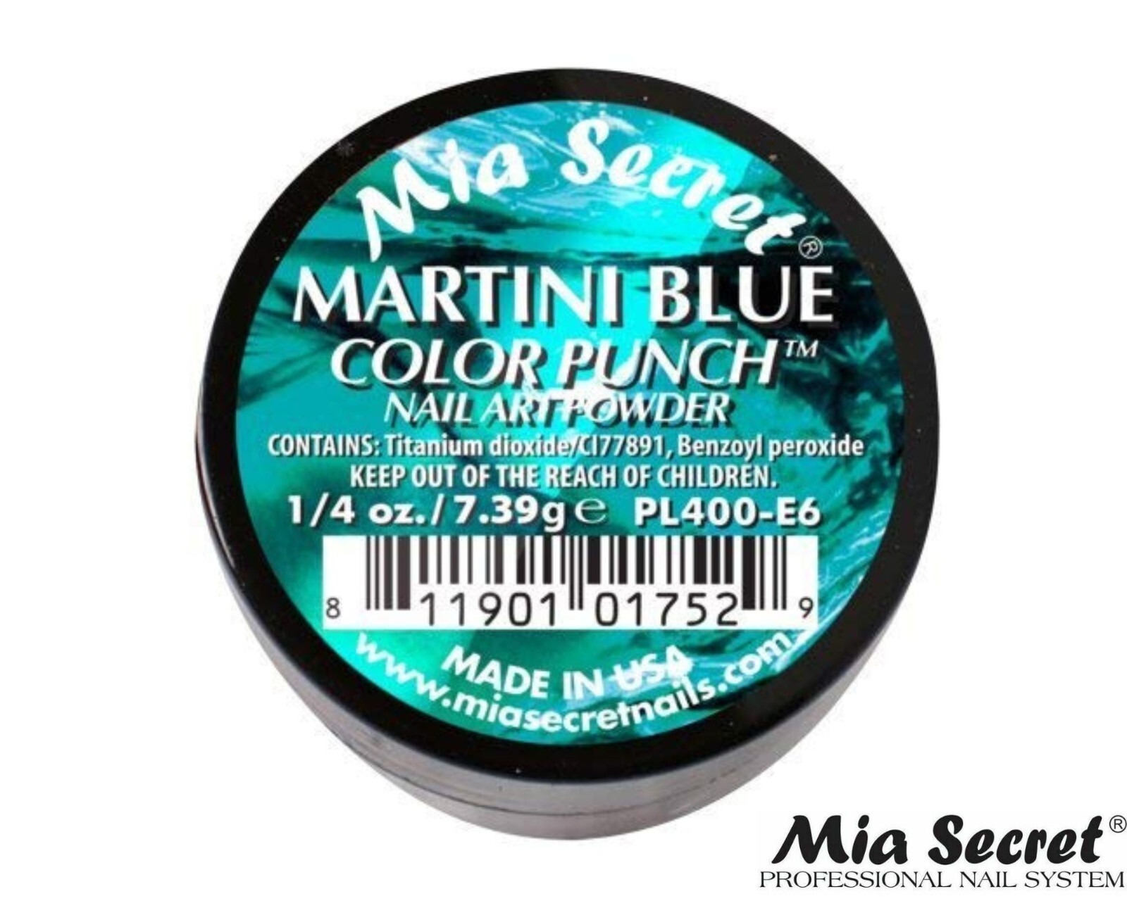 MIA SECRET Nail Art Powder 1/4oz- Martini Blue (COLOR PUNCH Collection)
