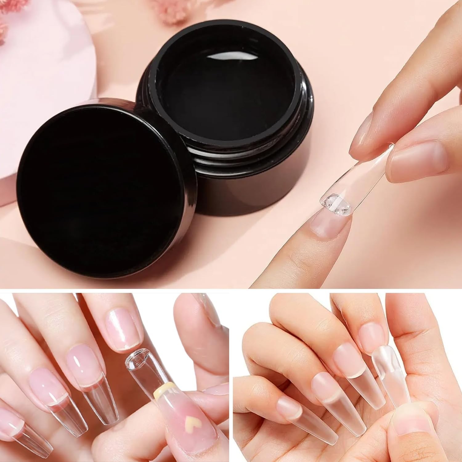 Pegamento de gel sólido para uñas postizas, 15 ml, cura con luz UV