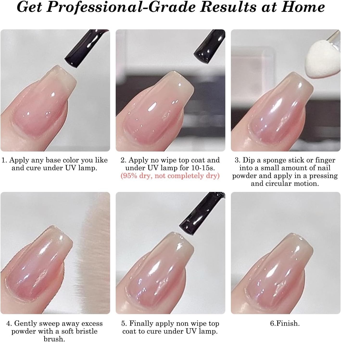 White Pearl Chrome Nail Powder for Gel Nails Clear Glazed Donut Mirror Effect Hi