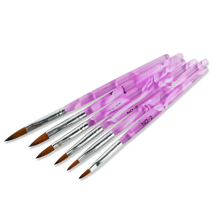 6Pcs Acrylic Nail Art Pen Tips UV Builder Gel Painting Brush Manicure Set Hot US