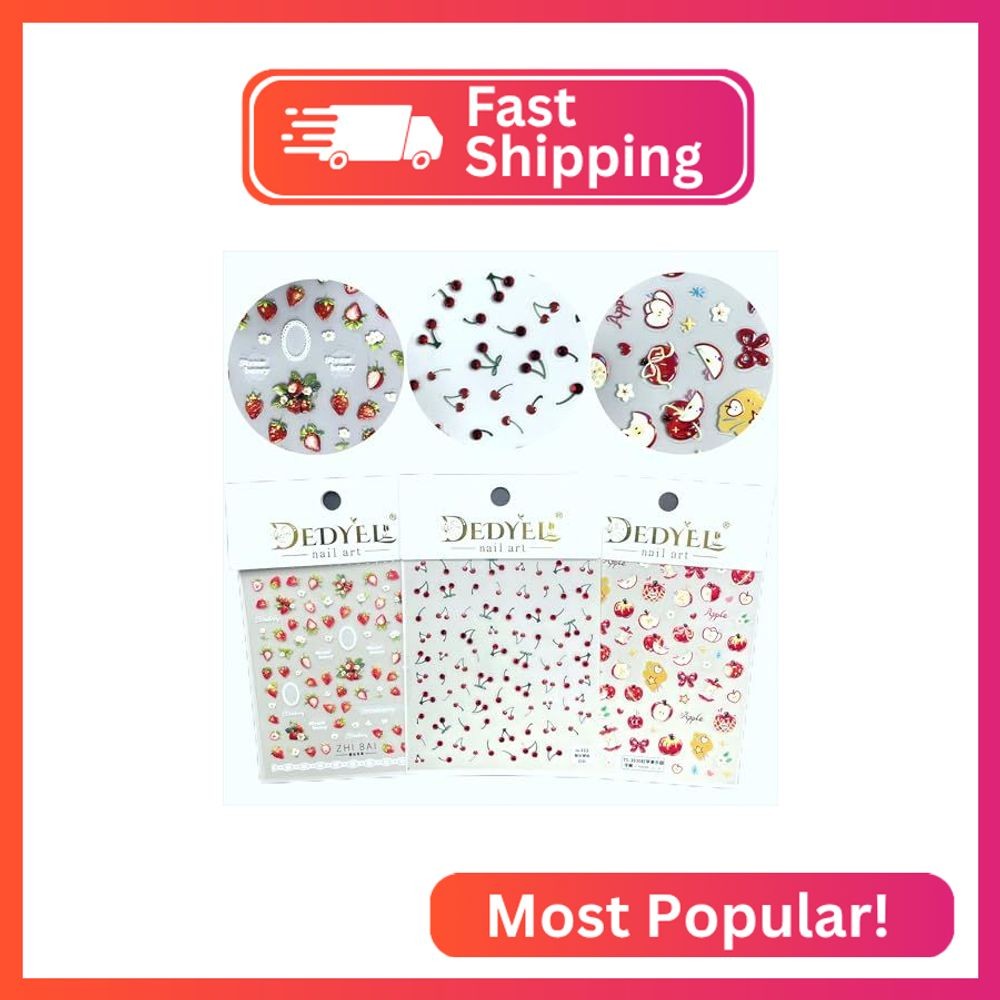 Dedyel Food Nail Art Stickers 3D Cake Dessert Donut Ice Cream Cookies Fruit Brea