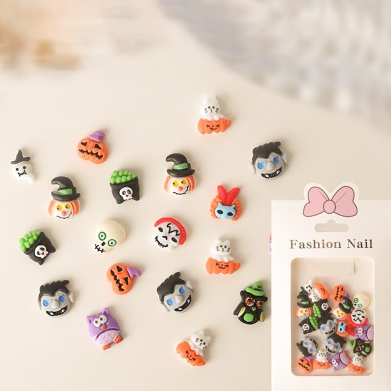 3D Halloween Nail Art Decorations 3D Witch Skull Nail Charms Nail Accessories