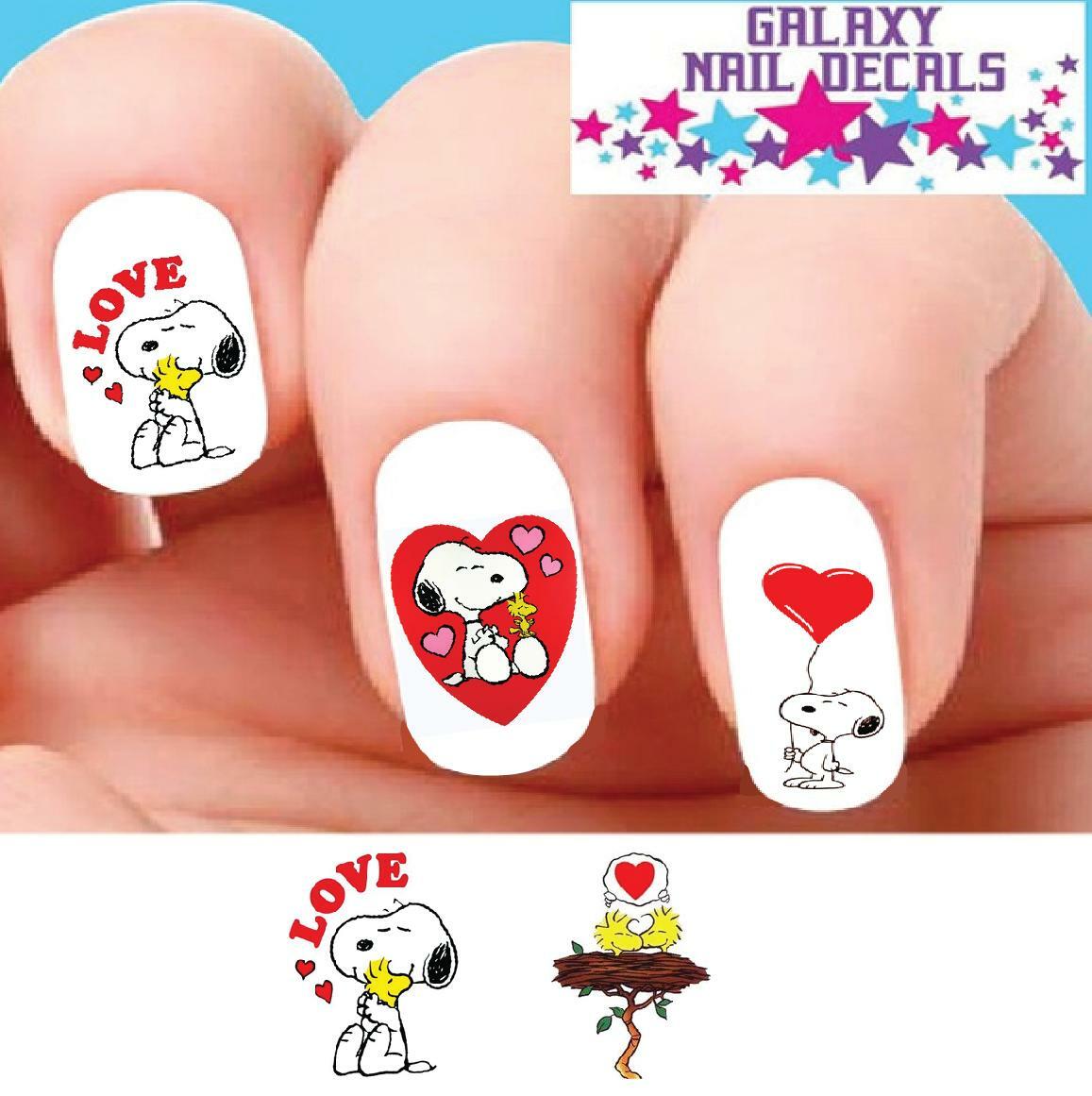 Waterslide Nail Decals – Set of 20 Snoopy Woodstock Hearts Love Assorted