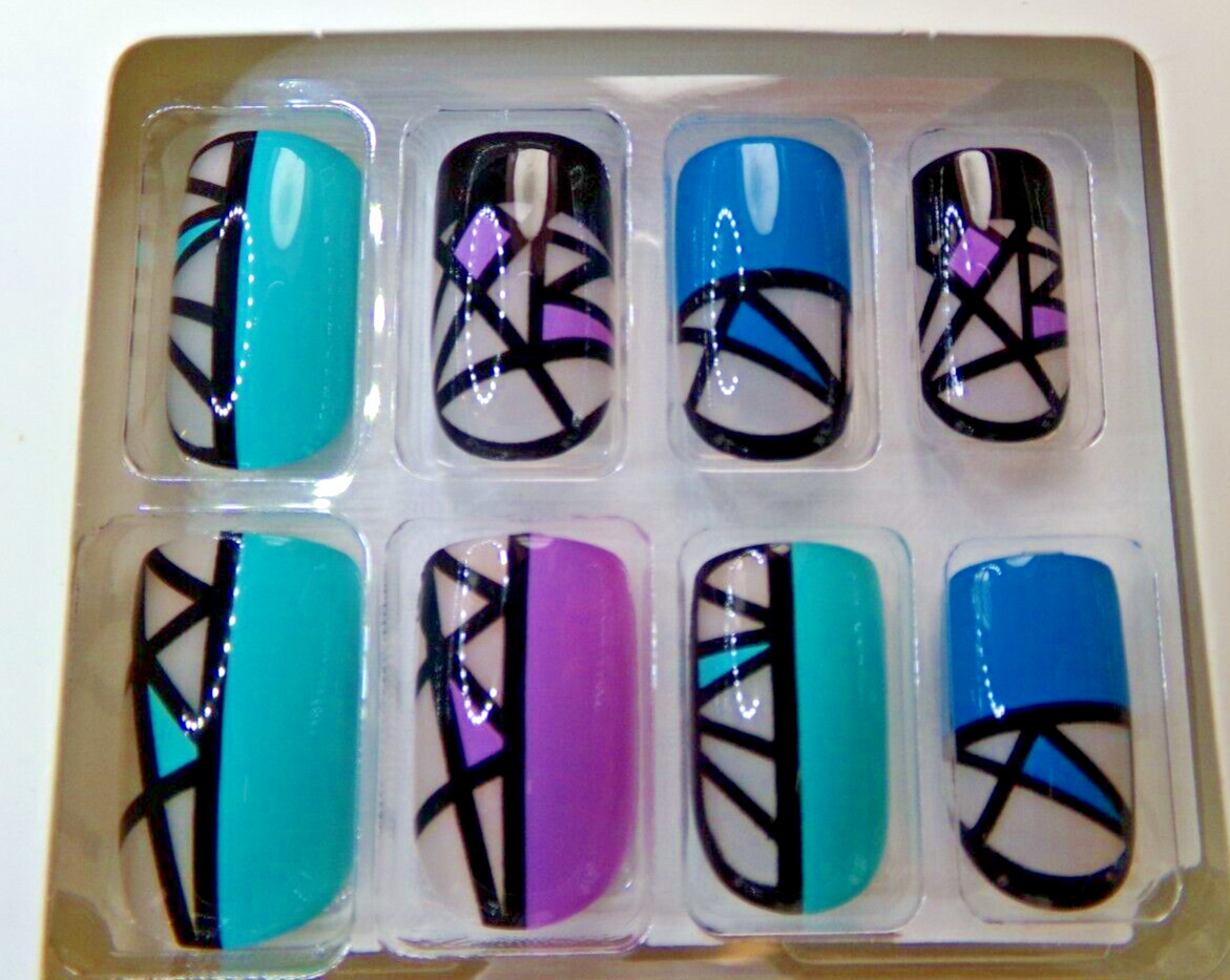 GoldFinger Green Blue Black Purple Artificial Nail Glue On Medium