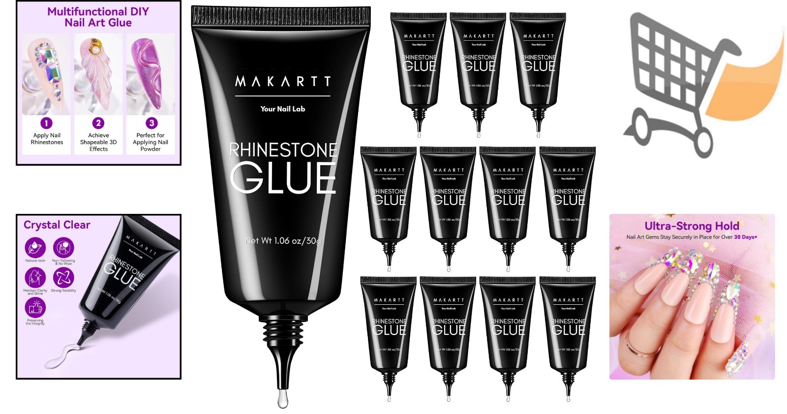 Rhinestone Glue for Nails 12PCS 30ML Super Strong Gel Adhesive for Nail Art a…