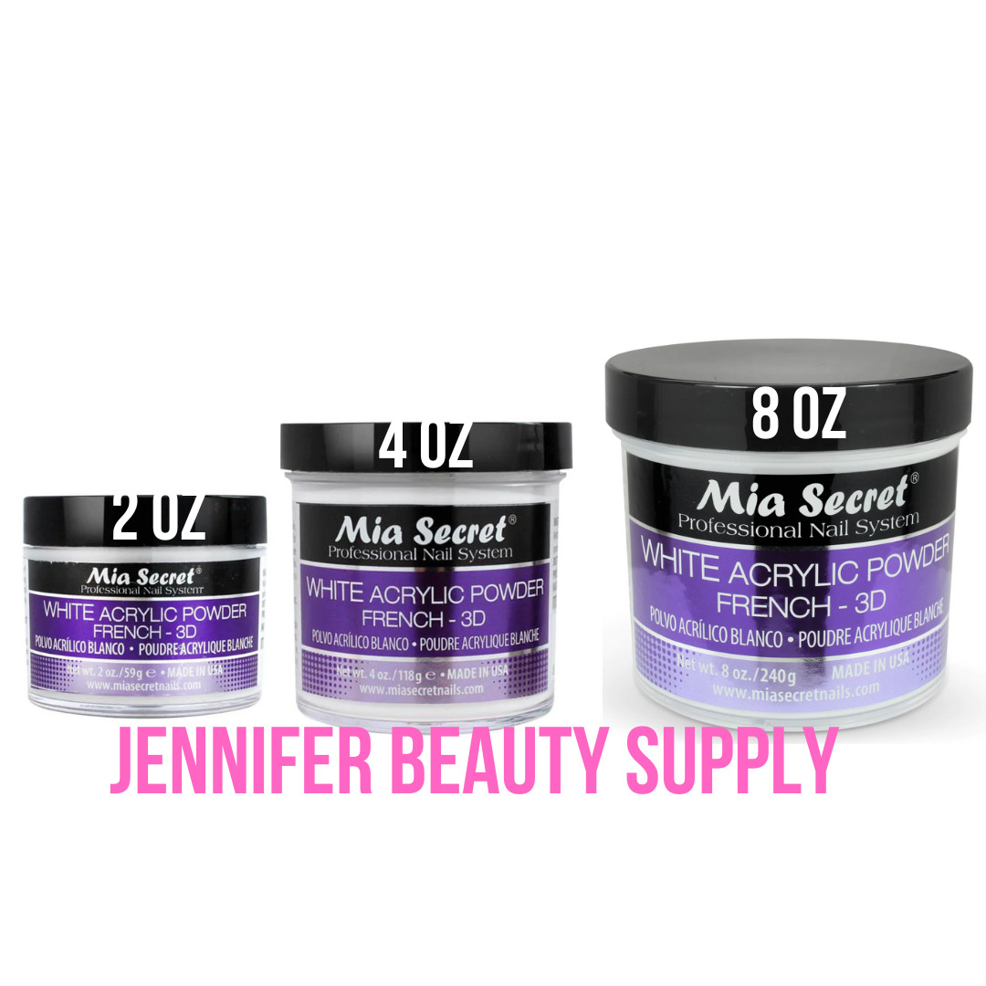 MIA SECRET WHITE ACRYLIC POWDER 2OZ 4 OZ 8 OZ – CHOOSE YOUR SIZE