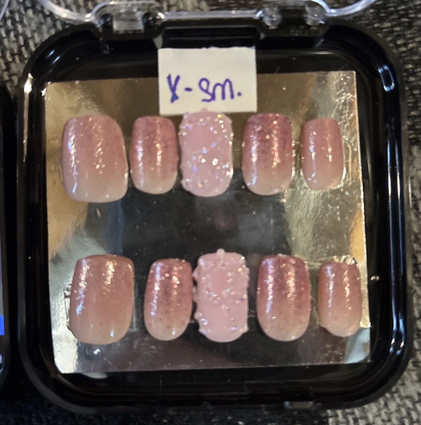(2) Sets sz small homemade short square Press-On Nails