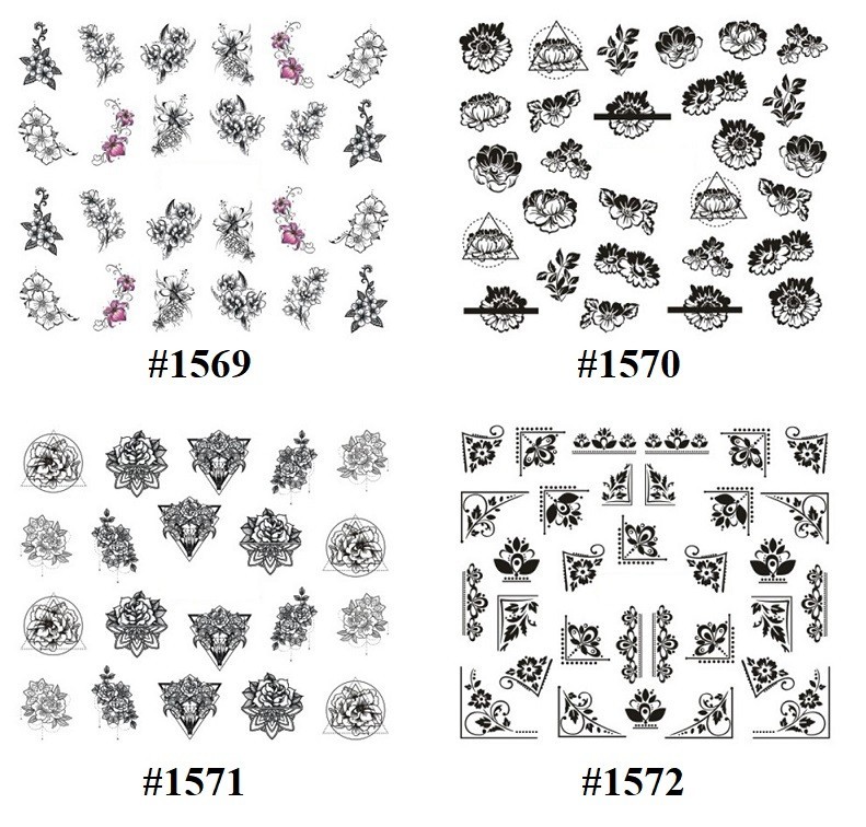 Rose Floral Nail Art Stickers: Water Transfer Decals (Group 1)