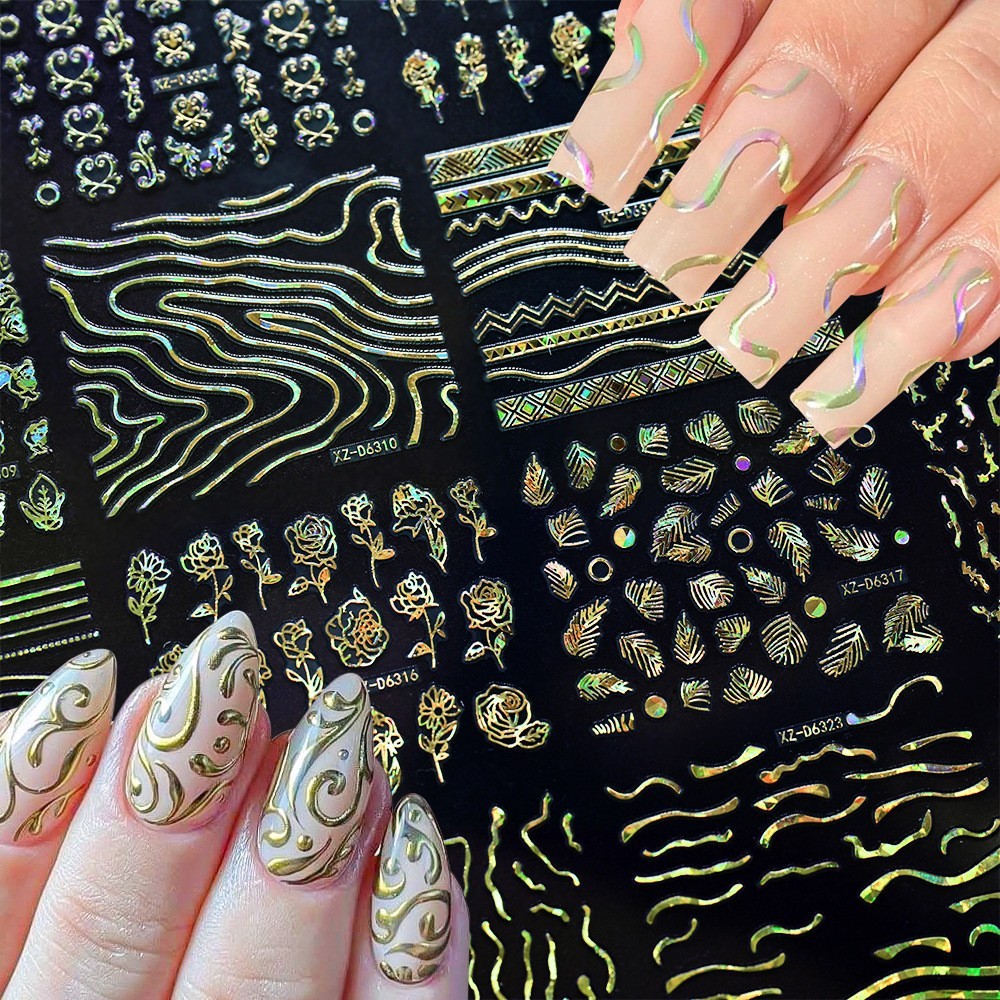 30Pcs Set Nail Art Stickers Decal Flower Lace Rose Heart Slider Manicure N363