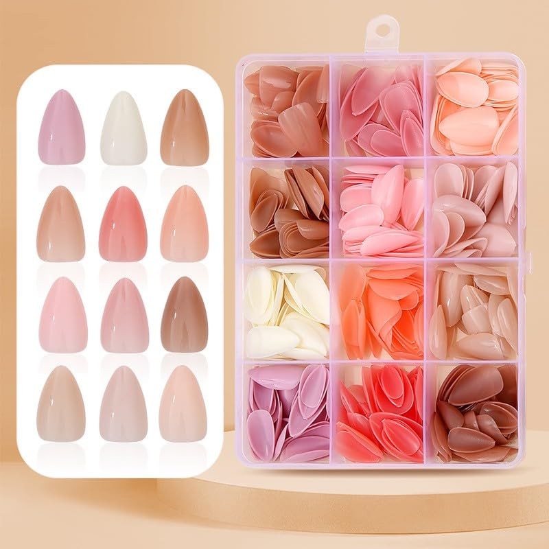 12Packs 360Pcs Almond Press on Nails Short Almond Fake Nails Solid Color Fals…