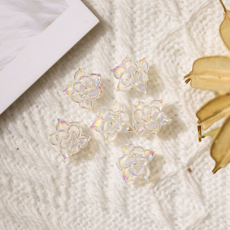 10pc 3D New AB Aurora Flower Nail Art Decorations Resin Lotus Design Accessories