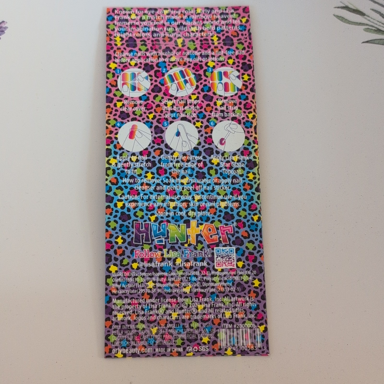 ORLY x Lisa Frank Self-Adhesive Nail Wraps 20ct Multicolor Animal Print Set Of 2