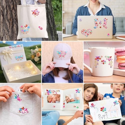 8 Sheets Colorful Gem Stickers Jewels for Crafts, Acrylic Glitter Self
