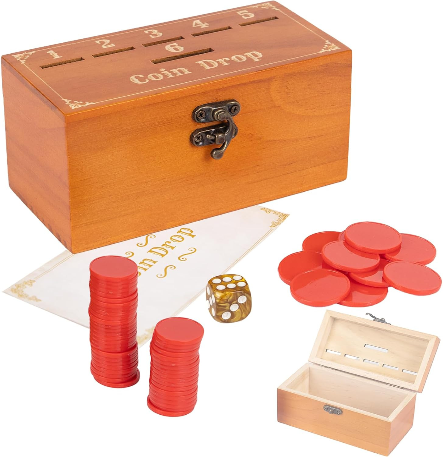 Extguds Wooden Penny Game,Coin Drop Game,Penny Coin Game Contains 50 Coins,Woode