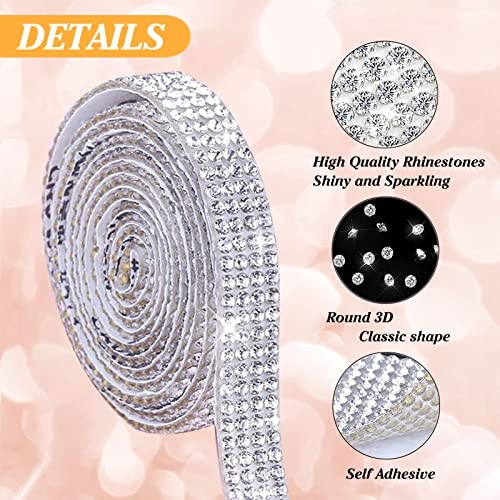 10 Rolls Self Adhesive Rhinestone Ribbon Crystal Diamond Sticker Bling 4 Rows