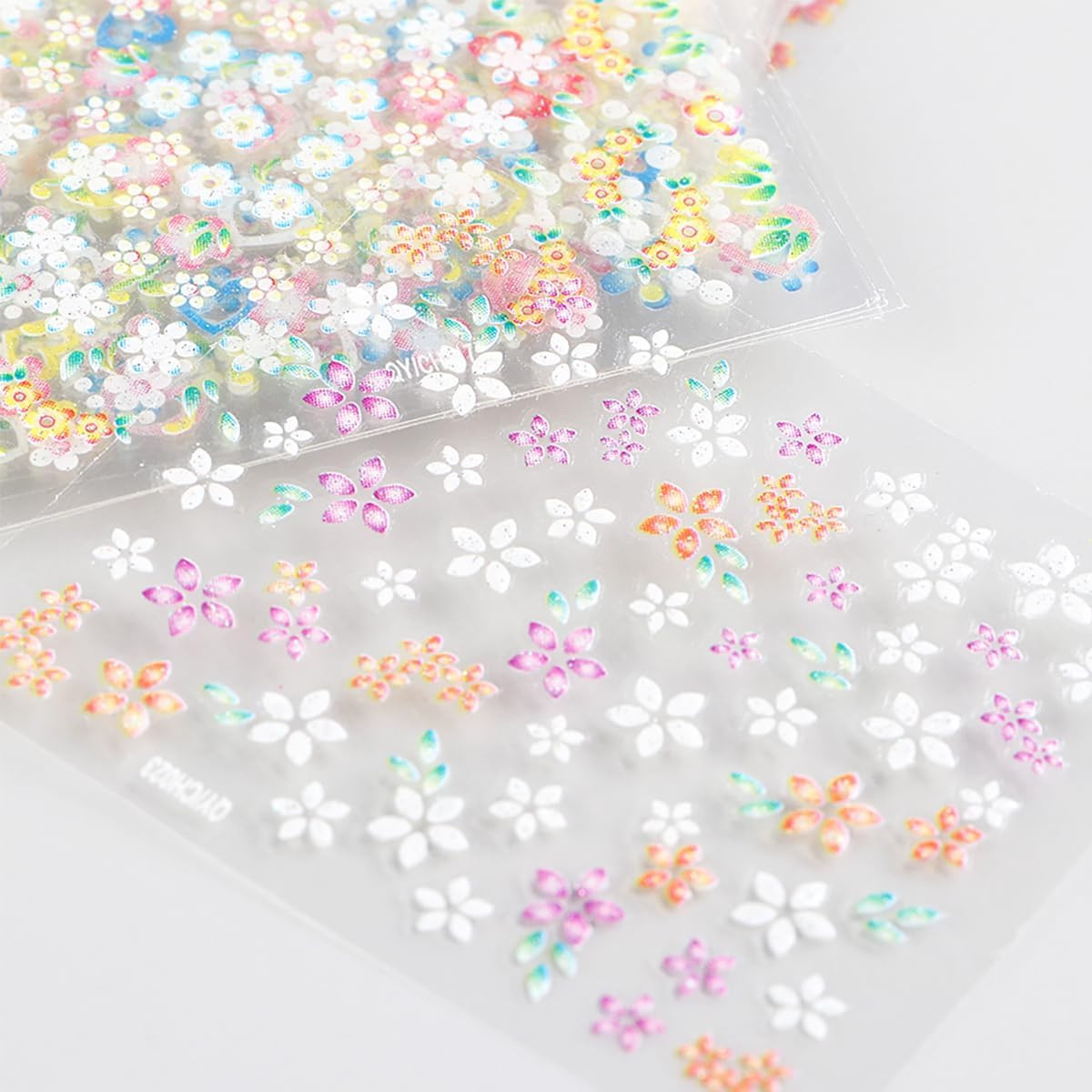 30Pcs Flower Nail Stickers for Nail Art 3D Self Adhesive Colorful Floral Nail De